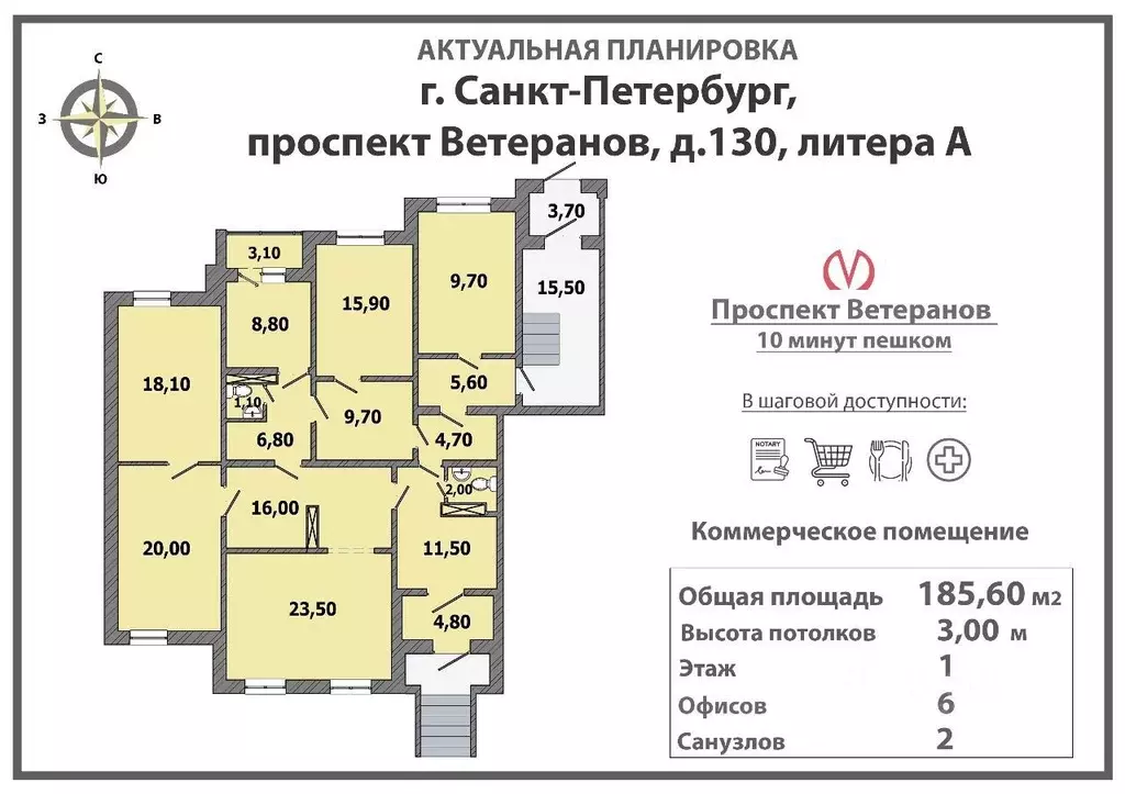 Помещение свободного назначения в Санкт-Петербург просп. Ветеранов, ... - Фото 1