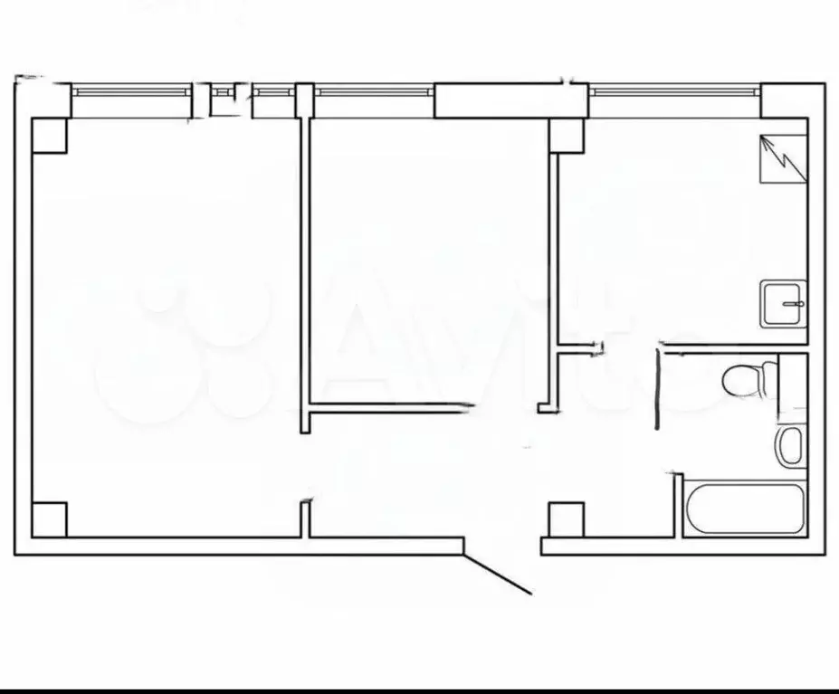 2-к. квартира, 44,7 м, 1/5 эт. - Фото 0