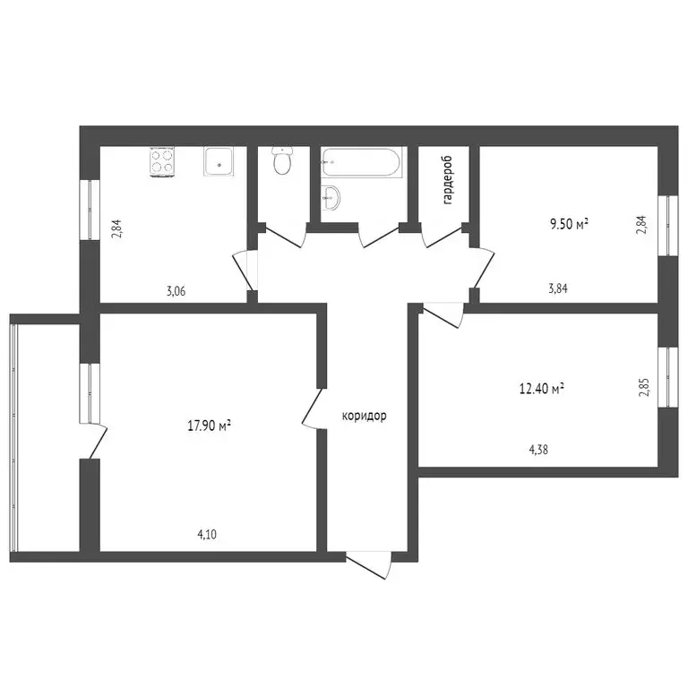 3-комнатная квартира: Тобольск, 9-й микрорайон, 21 (66 м) - Фото 1