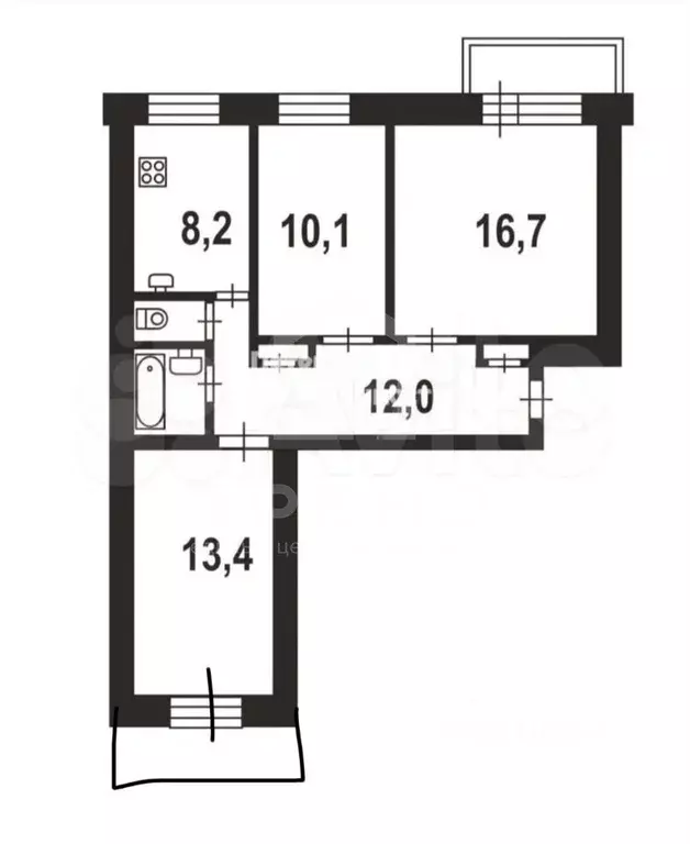 3-к. квартира, 63 м, 3/9 эт. - Фото 0