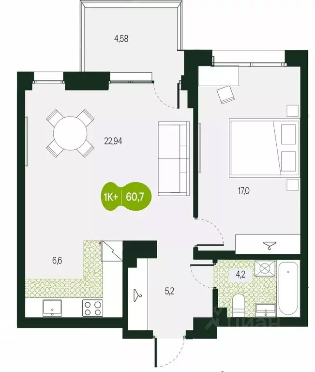 2-к кв. Забайкальский край, Чита Каштакский мкр,  (60.7 м) - Фото 1