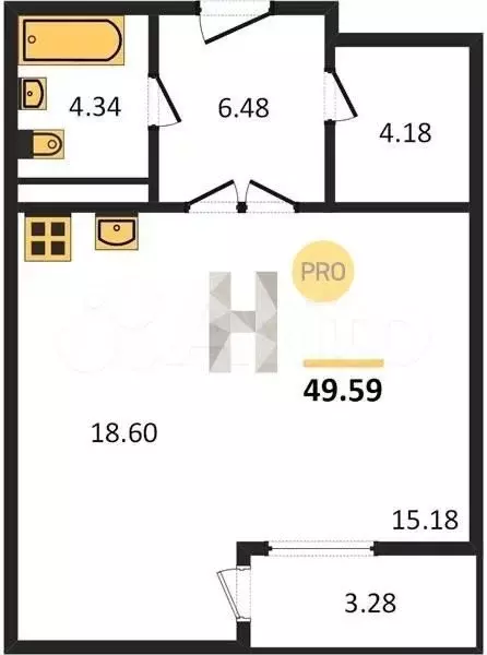 Квартира-студия, 50 м, 9/20 эт. - Фото 0