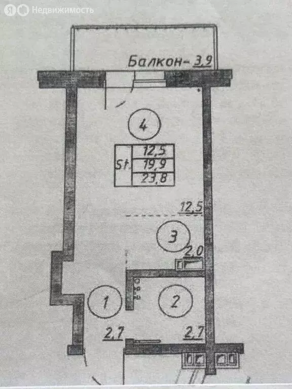 Квартира-студия: Ангарск, 32-й микрорайон, 21 (23.8 м) - Фото 1