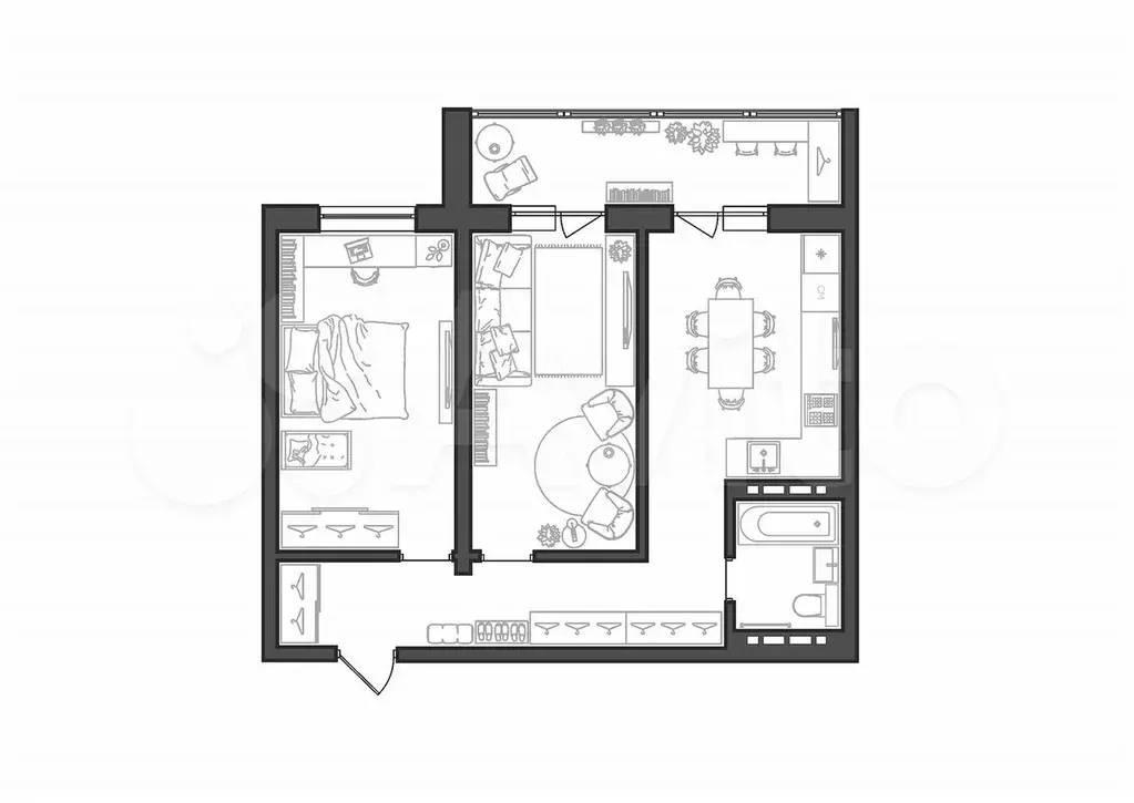 2-к. квартира, 58,7 м, 7/8 эт. - Фото 0