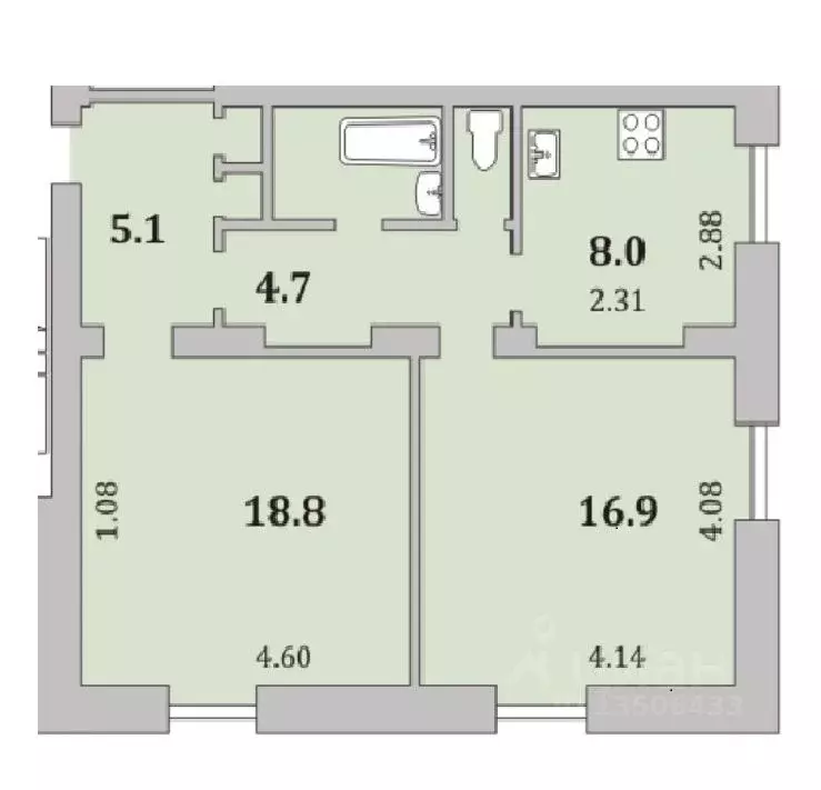 2-к кв. Мурманская область, Мурманск ул. Челюскинцев, 37 (57.6 м) - Фото 1