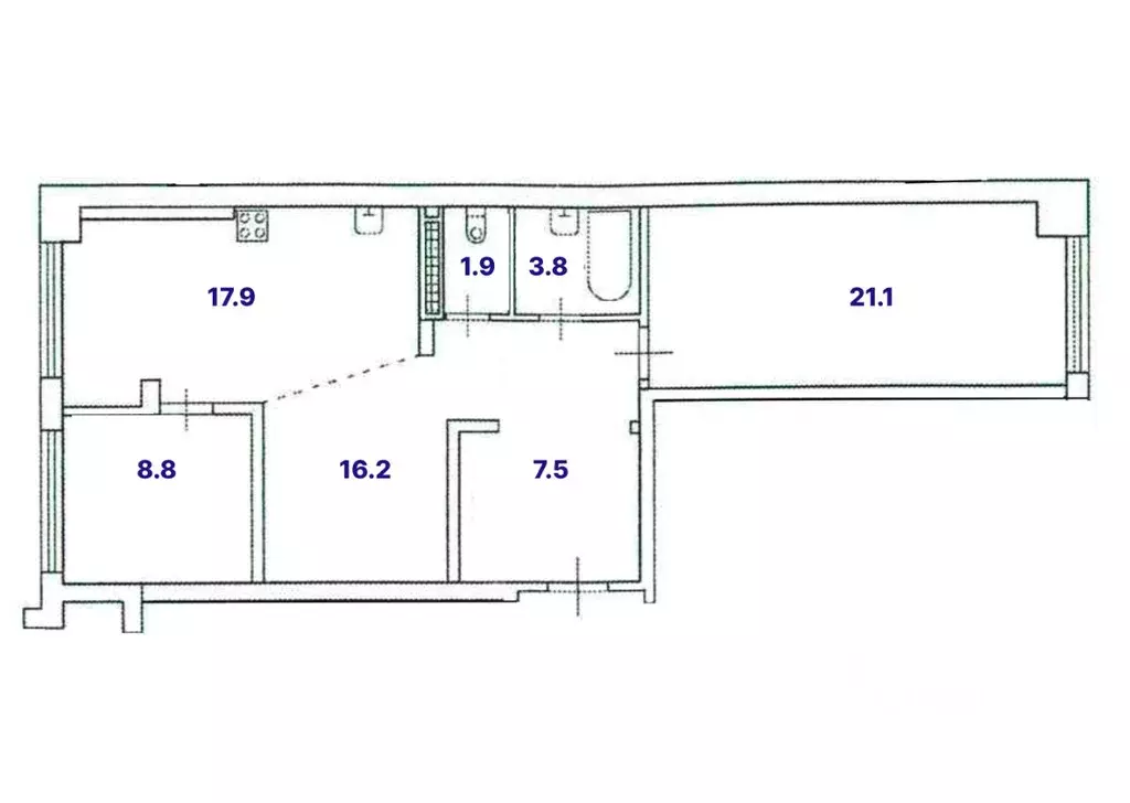 3-к кв. Санкт-Петербург Московский просп., 183-185 (77.2 м) - Фото 2