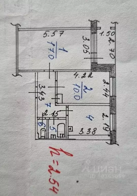 2-к кв. Кемеровская область, Новокузнецк ул. Косыгина, 81 (43.0 м) - Фото 0