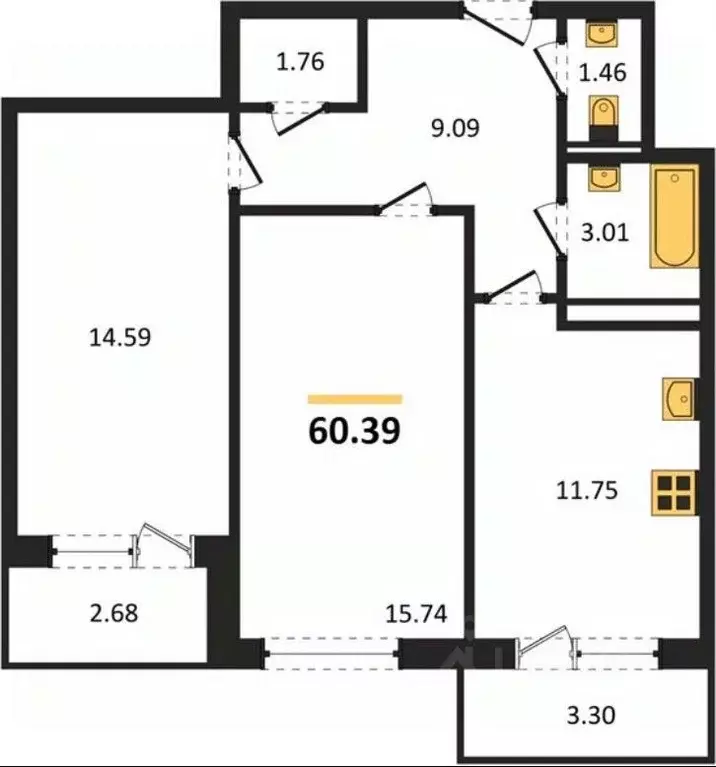 2-к кв. Воронежская область, Воронеж Острогожская ул., 156/1 (60.67 м) - Фото 2