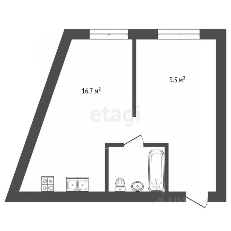 1-к кв. Томская область, Томский район, д. Кисловка, Северный мкр бул. ... - Фото 1
