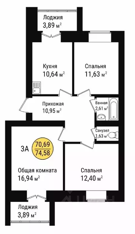 3-к кв. Марий Эл, Медведево городское поселение, Медведево пгт ул. ... - Фото 0