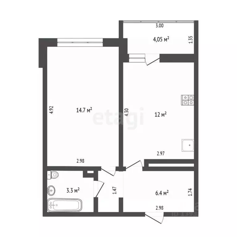 1-к кв. Тюменская область, Тюмень ул. Николая Федорова, 17 (36.4 м) - Фото 2