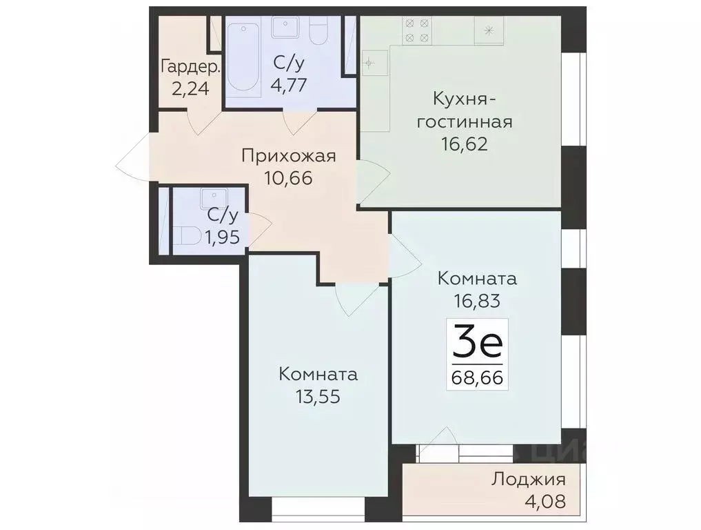3-к кв. Воронежская область, Воронеж ул. Матросова (68.66 м) - Фото 0
