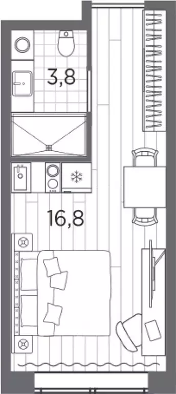 Студия Санкт-Петербург просп. Стачек, 62Е (20.6 м) - Фото 0