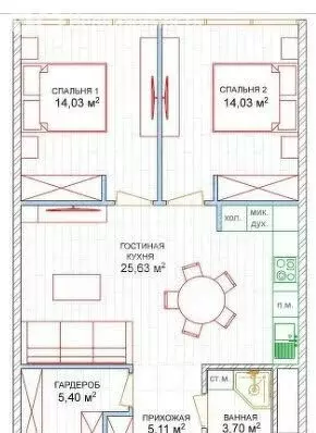 Квартира-студия: Геленджик, улица Мира, 40 (67.3 м) - Фото 1