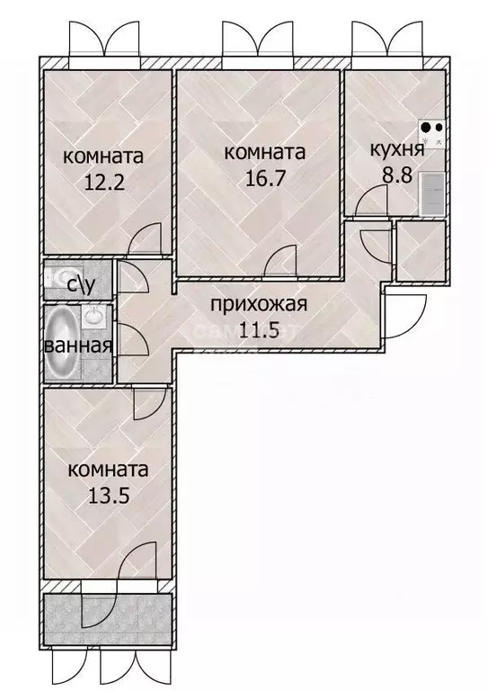 3-к кв. Томская область, Томск Спичфабрика мкр, ул. Междугородная, 24 ... - Фото 1