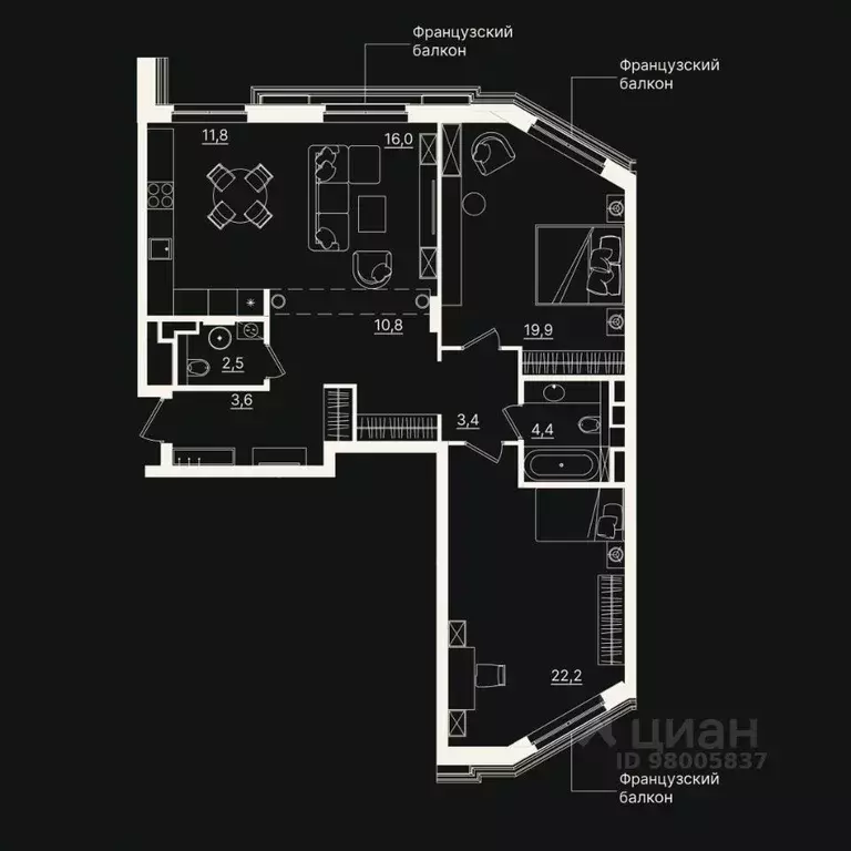 3-к кв. Тюменская область, Тюмень ул. Щербакова, 2к5 (94.54 м) - Фото 0