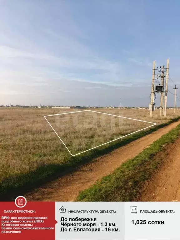 Участок в Крым, Сакский район, Молочненское с/пос, с. Витино  (10.25 ... - Фото 1