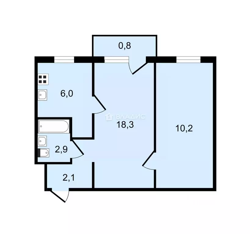 2-к кв. Брянская область, Брянск пер. Фокина, 10 (42.8 м) - Фото 2