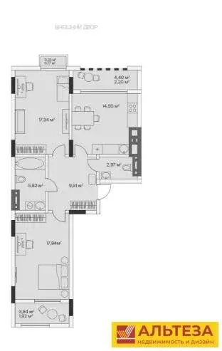 2-комнатная квартира: посёлок Малое Исаково, Первая улица, 1к2 (73.4 ... - Фото 1