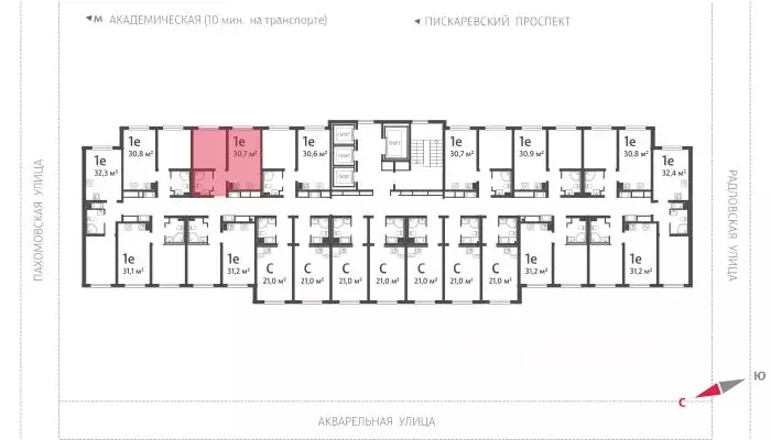 1-к кв. Санкт-Петербург ул. Пахомовская, 12к2 (30.5 м) - Фото 1