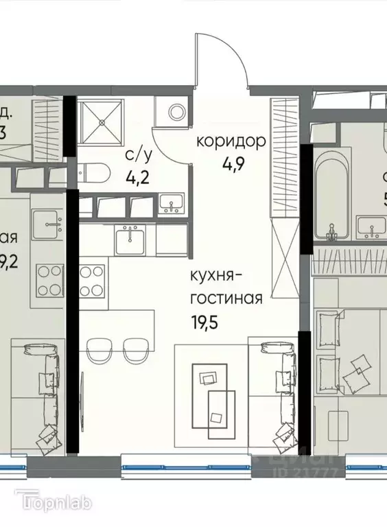 Студия Москва ул. Нижние Мневники, 20 (28.4 м) - Фото 2