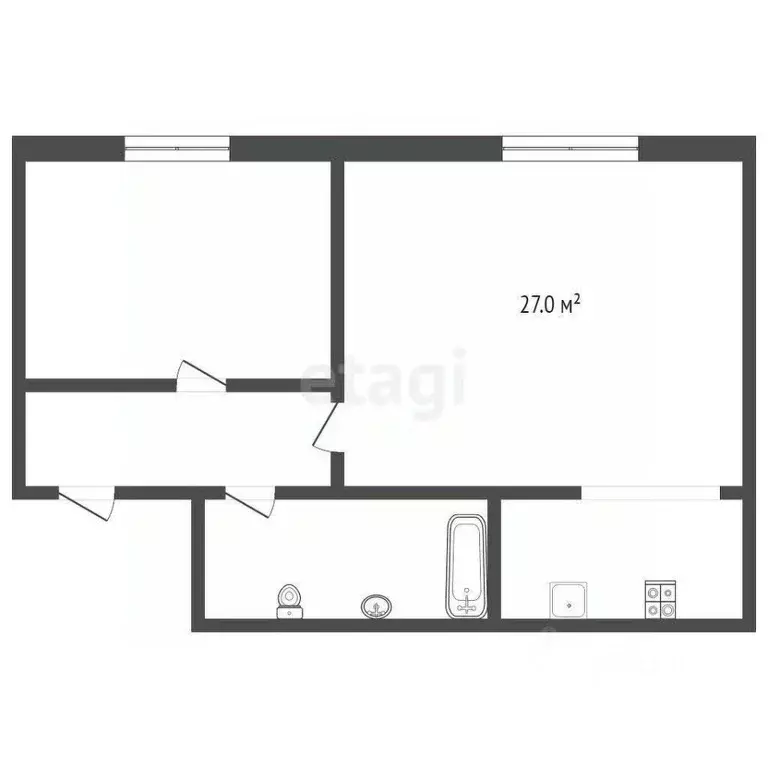 2-к кв. Ханты-Мансийский АО, Ханты-Мансийск Пролетарская ул., 6 (38.1 ... - Фото 2