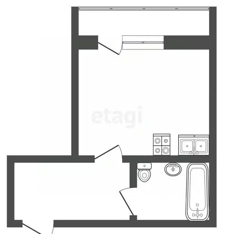 Студия Ханты-Мансийский АО, Нягань 4-й мкр, 23 (25.0 м) - Фото 2