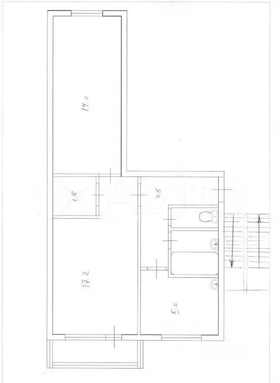 2-к. квартира, 44,2 м, 2/5 эт. - Фото 0