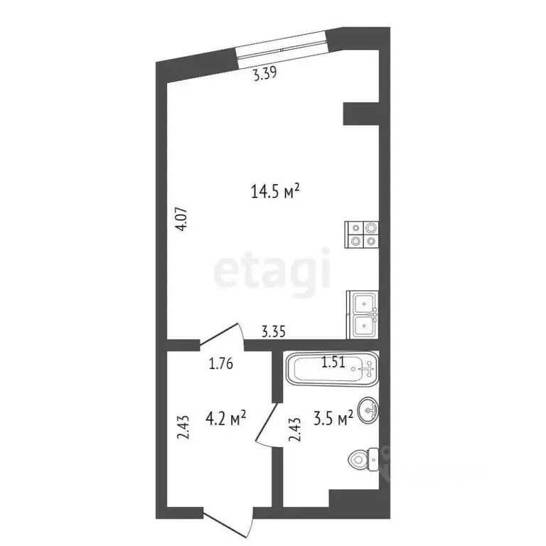 Студия Московская область, Химки Ленинградская ул., с21 (23.0 м) - Фото 1