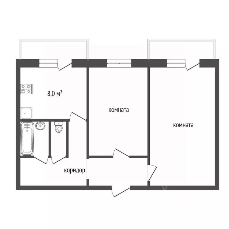 2-к кв. Тамбовская область, Тамбов Тамбов-4 тер., 20/7 (46.9 м) - Фото 1