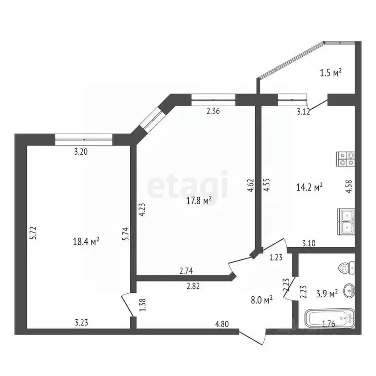 2-к кв. Мордовия, Саранск ул. Победы, 20к1 (60.0 м) - Фото 0