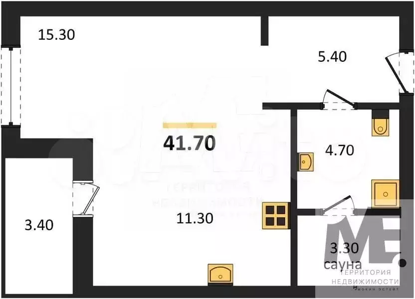 Квартира-студия, 41,7 м, 8/13 эт. - Фото 0