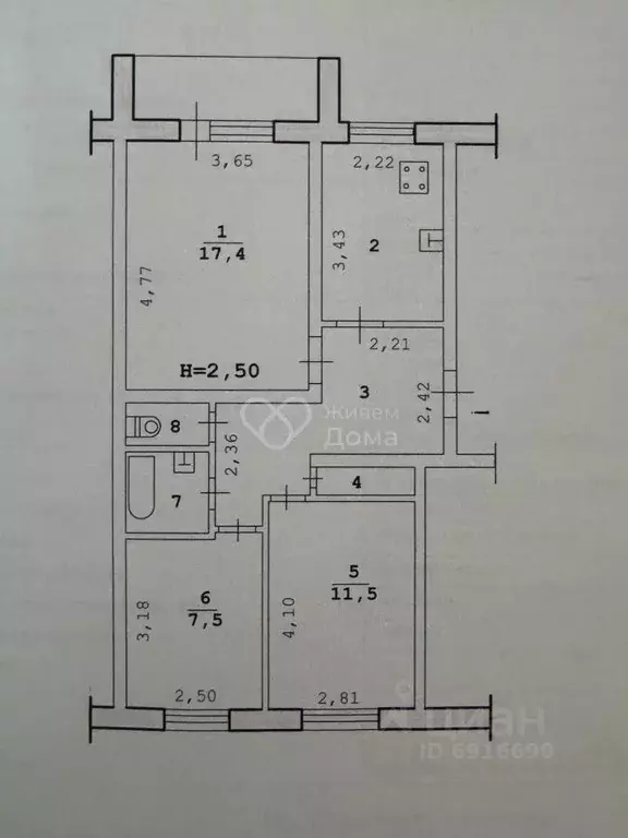 3-к кв. Волгоградская область, Волгоград Поселок Аэропорт тер., 19 ... - Фото 2