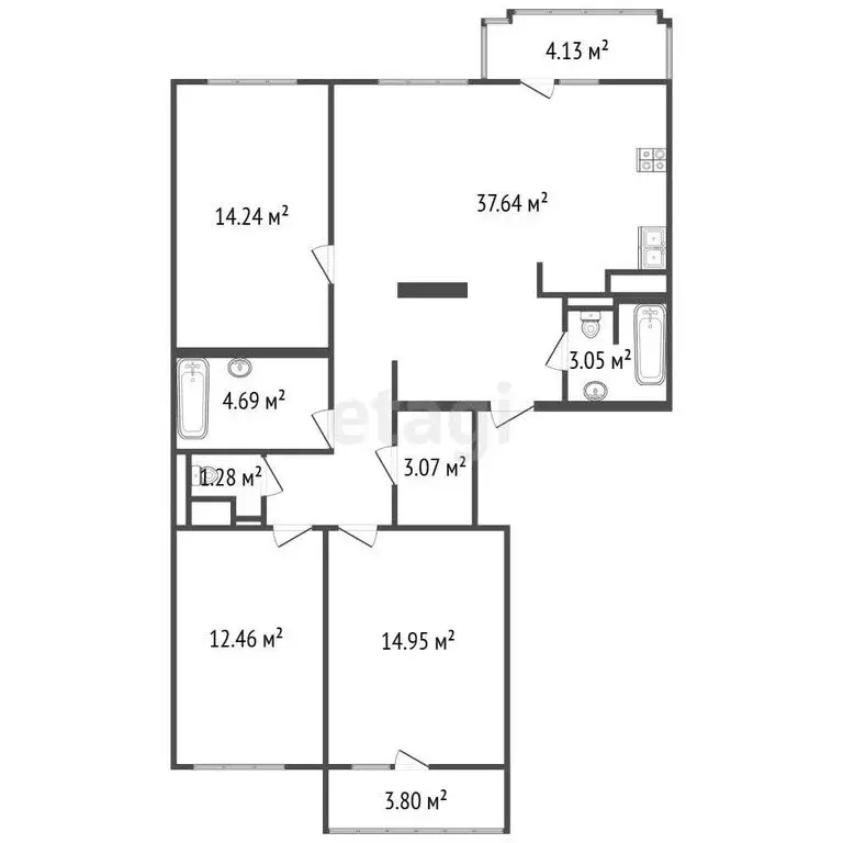 4-комнатная квартира: Санкт-Петербург, проспект Авиаконструкторов, 54 ... - Фото 1