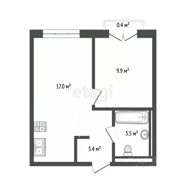 1-к кв. Москва ул. Усадебный Парк, 5 (34.0 м) - Фото 2