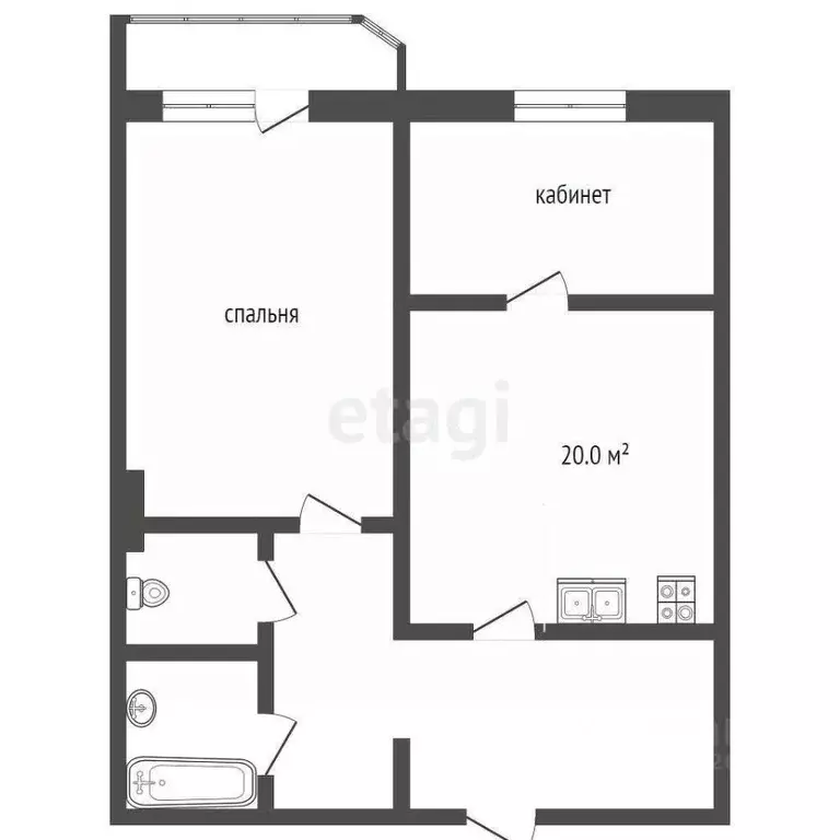 1-к кв. Ханты-Мансийский АО, Сургут ул. Есенина, 6 (48.5 м) - Фото 1