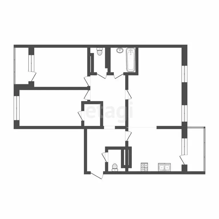 3-комнатная квартира: Тюмень, улица Муравленко, 1 (104.6 м) - Фото 1