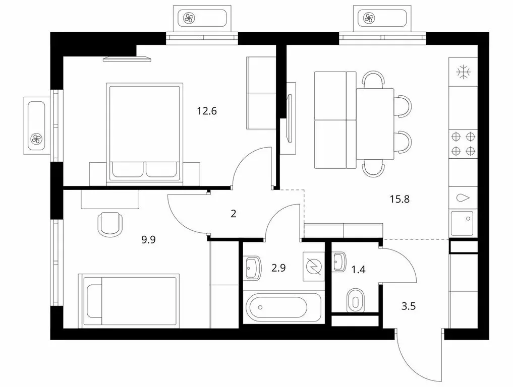 2-комнатная квартира: посёлок городского типа Боброво, ЖК Восточное ... - Фото 1