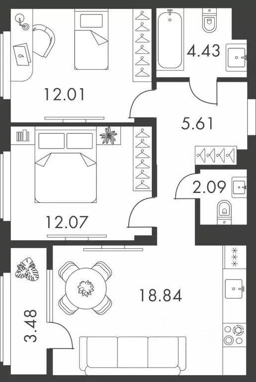 2-к кв. Тульская область, Тула ул. Карпова, 103А (58.53 м) - Фото 0