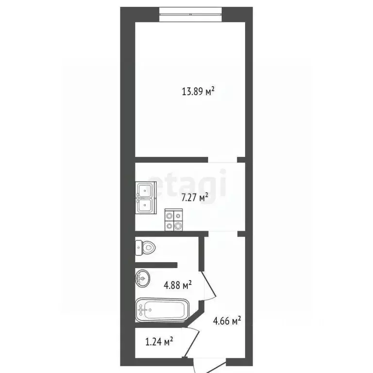 Студия Томская область, Томск Черемошники мкр, ул. Кедровая, 34 (32.0 ... - Фото 2