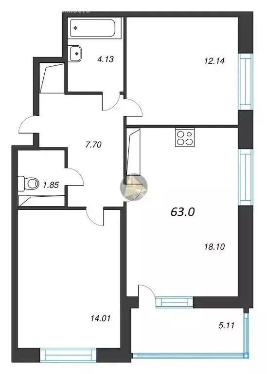 2-комнатная квартира: Санкт-Петербург, Кубинская улица, 76к1 (63 м) - Фото 1