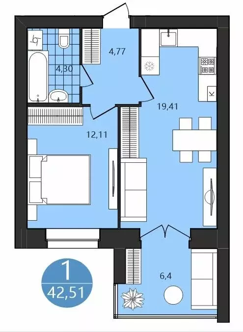 1-комнатная квартира: Ярославль, Клубная улица, 18 (42.51 м) - Фото 1