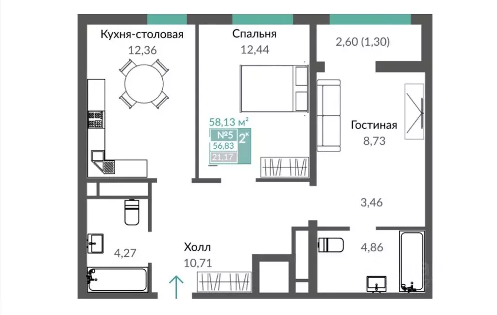 2-к кв. Крым, Симферополь просп. Александра Суворова (60.0 м) - Фото 0