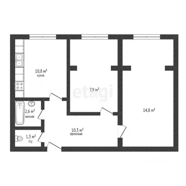 2-к кв. Дагестан, Каспийск ул. М. Халилова, 30А (54.0 м) - Фото 1
