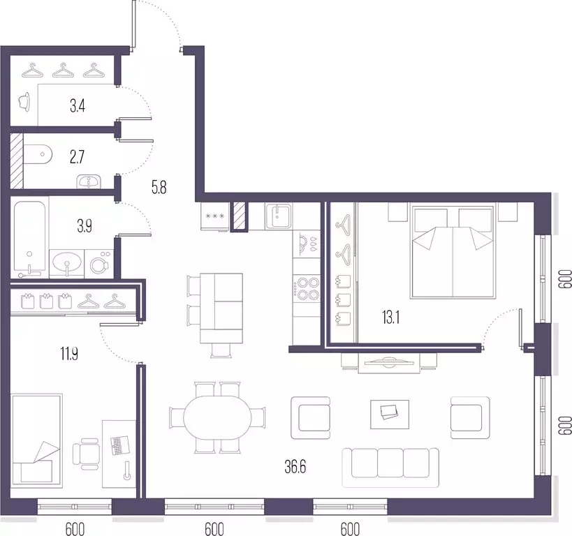 2-комнатная квартира: Санкт-Петербург, улица Стахановцев, 1 (77.4 м) - Фото 1