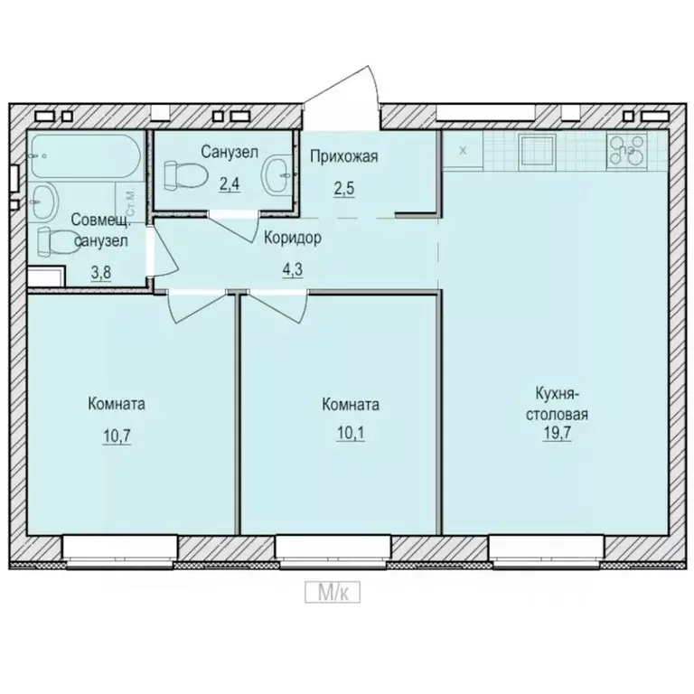 2-к кв. Удмуртия, Завьяловский район, с. Первомайский Санвилл жилой ... - Фото 1