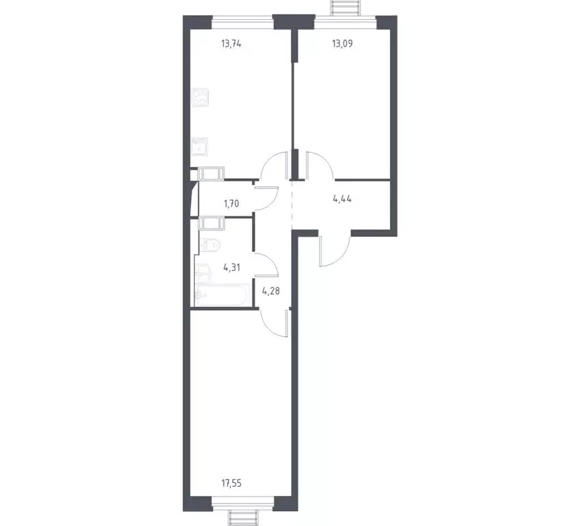 2-комнатная квартира: село Ям, улица Мезенцева, 15 (58.3 м) - Фото 1