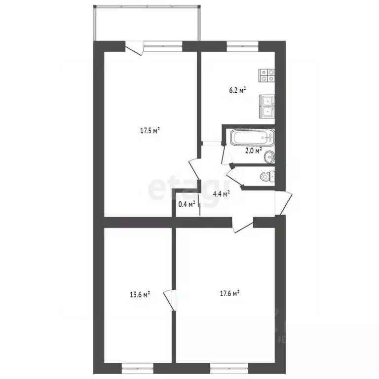 3-к кв. Севастополь просп. Октябрьской Революции, 43 (64.0 м) - Фото 1