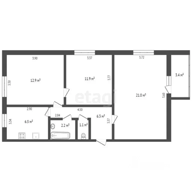 3-к кв. Самарская область, Самара Ташкентская ул., 246 (108.0 м) - Фото 2