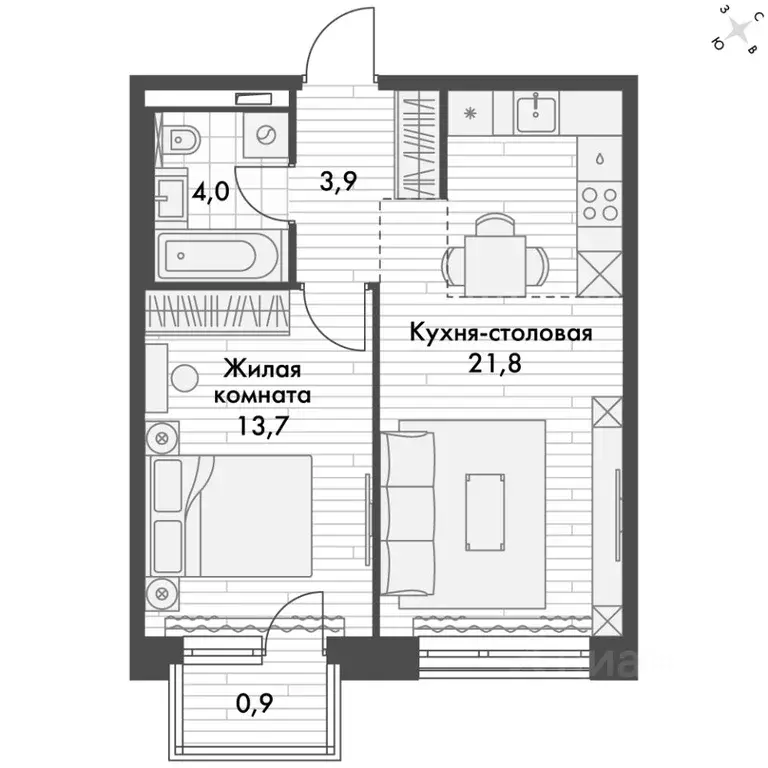 2-к кв. Приморский край, Владивосток ул. Крылова, 10 (44.3 м) - Фото 0